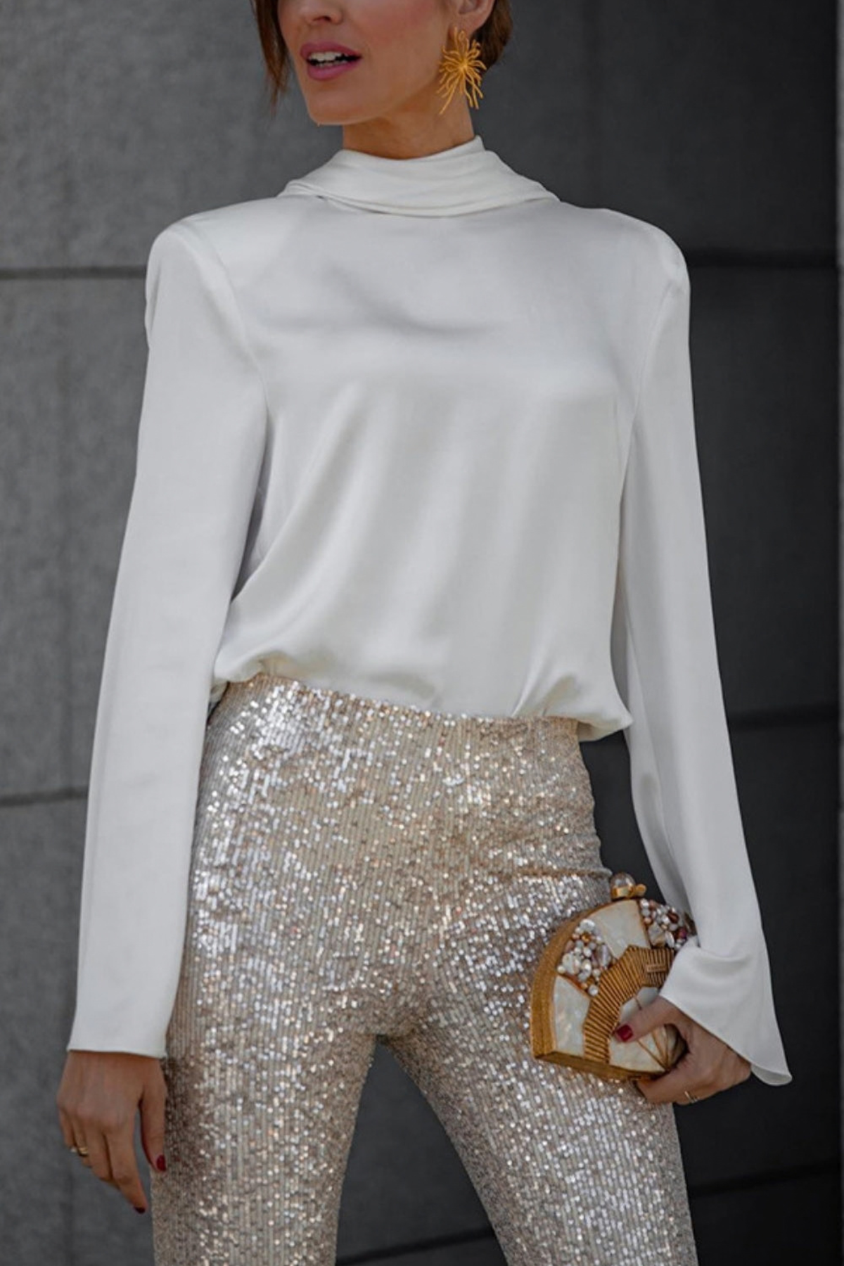High Rise Sequin Flare Pants