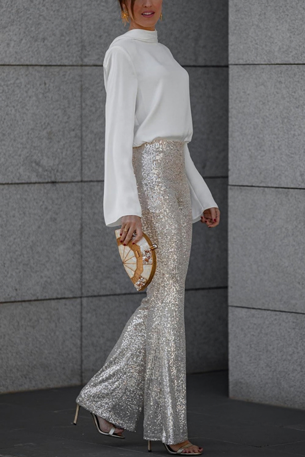 High Rise Sequin Flare Pants