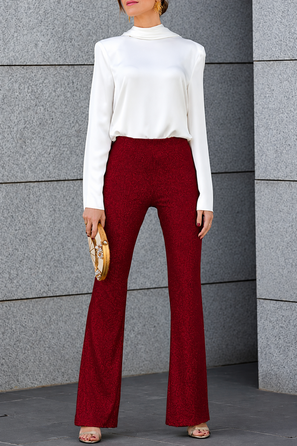 High Rise Sequin Flare Pants