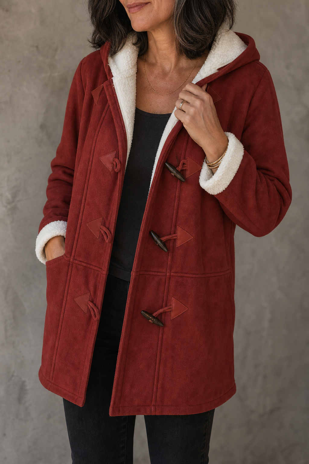 Hooded Plush Lined Winter Coat