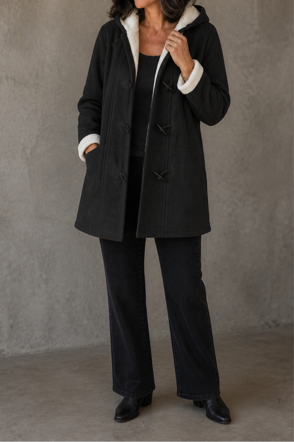 Hooded Plush Lined Winter Coat