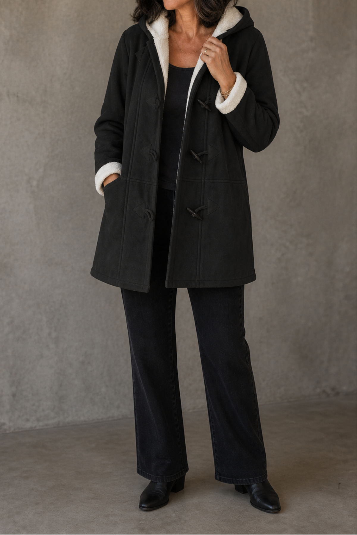 Hooded Plush Lined Winter Coat