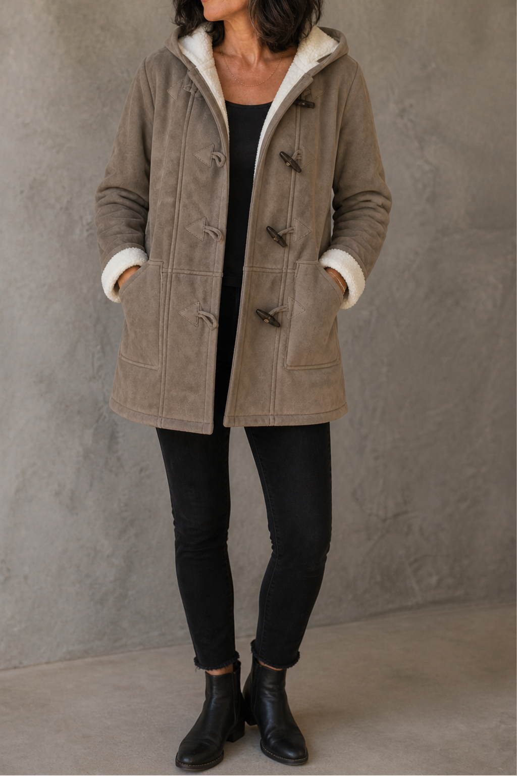 Hooded Plush Lined Winter Coat