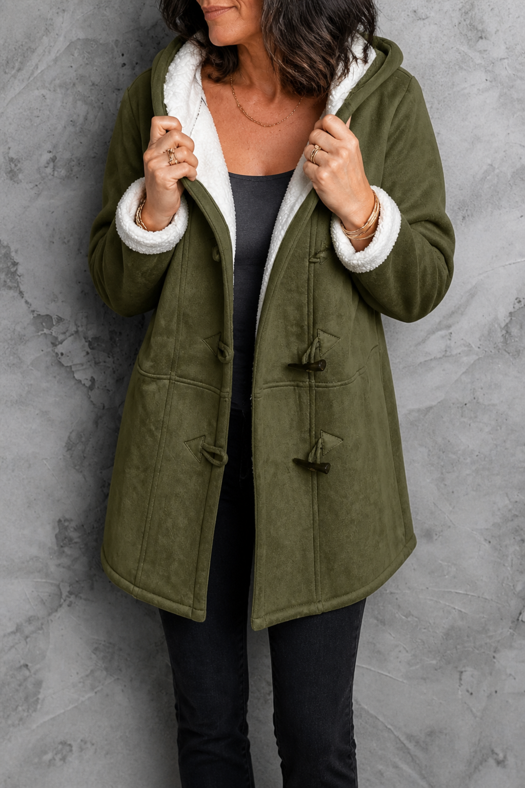 Hooded Plush Lined Winter Coat