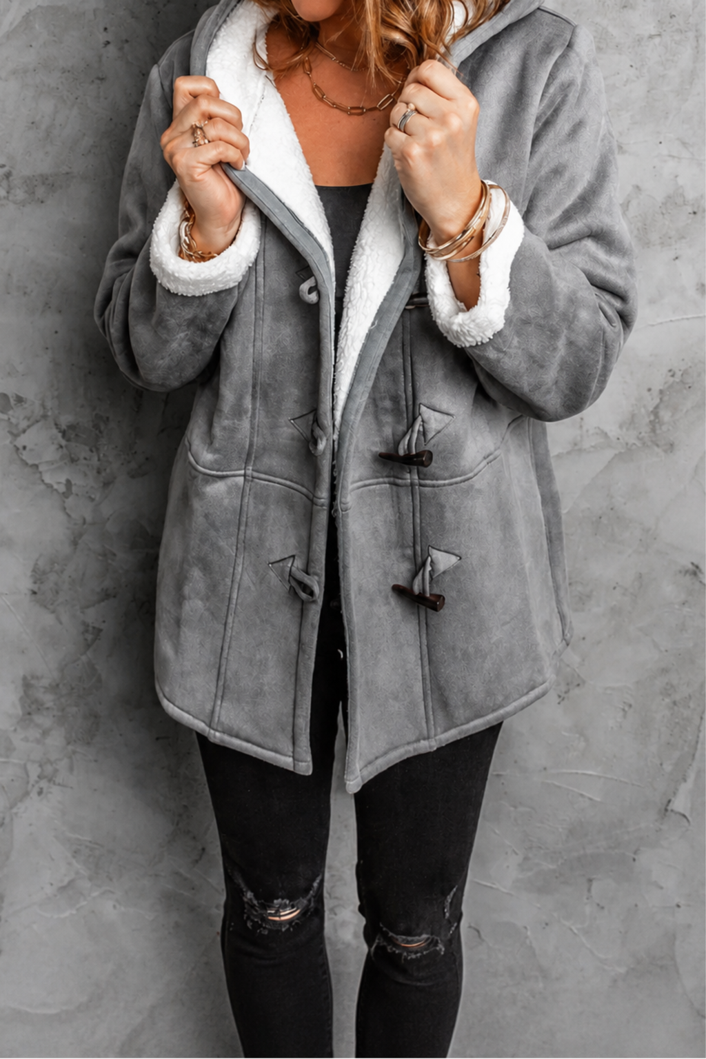 Hooded Plush Lined Winter Coat