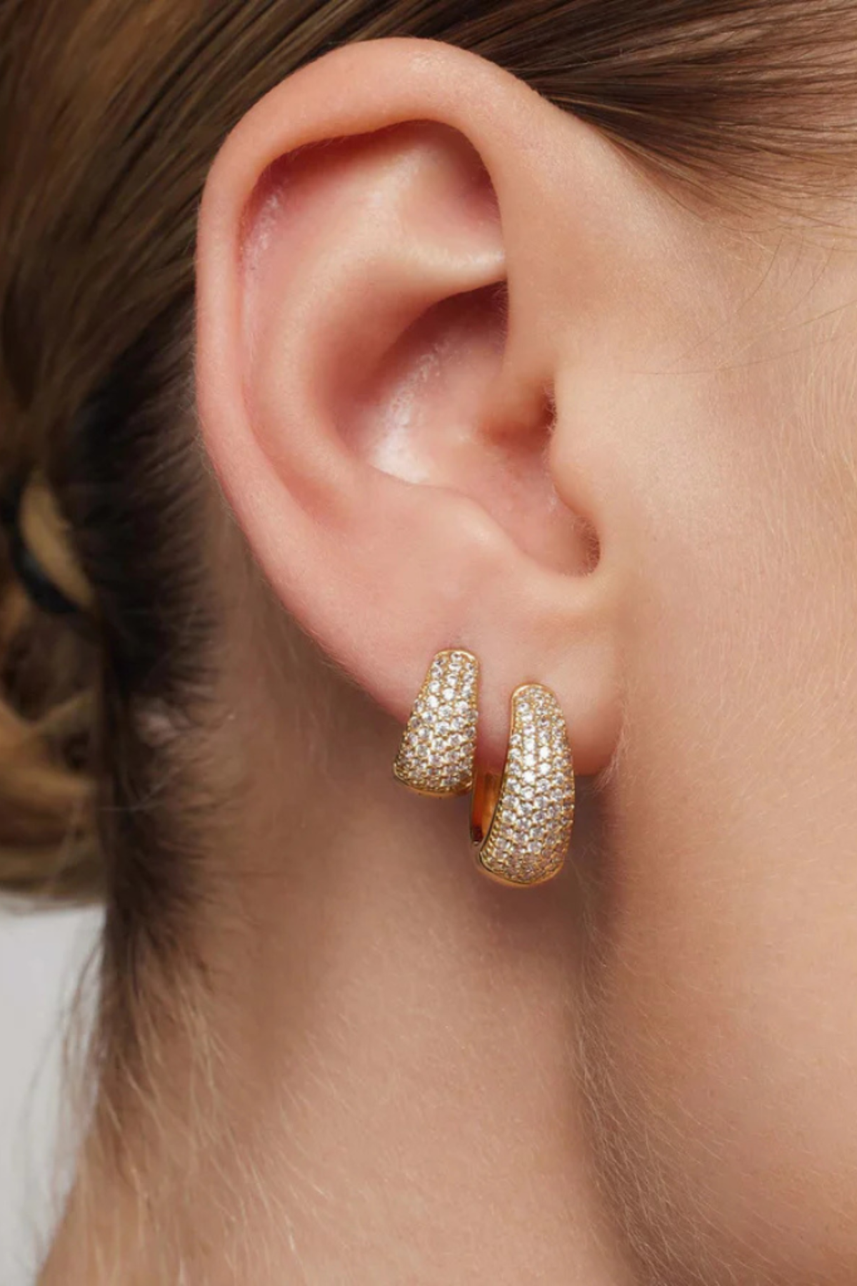 Juli Pavé Huggie Hoop Earrings