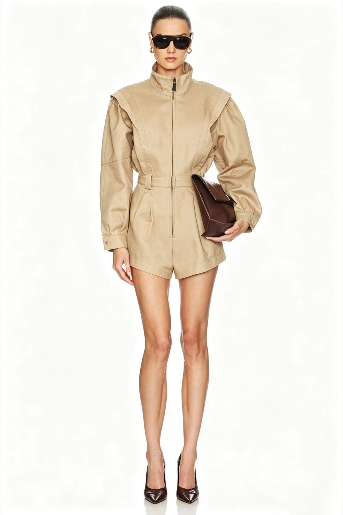 Khaki Belted Utility Jumpsuit