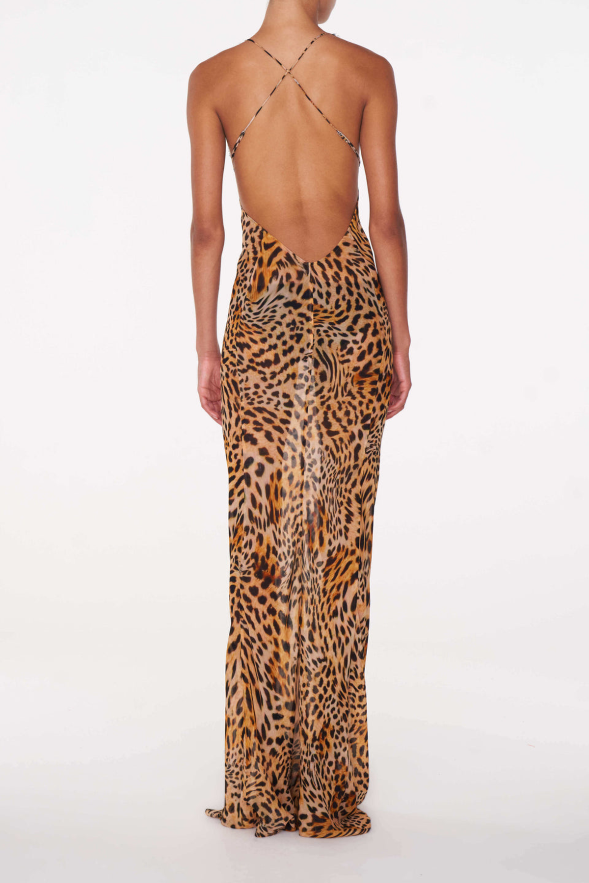 Leopard Lace V Neck Maxi Dress