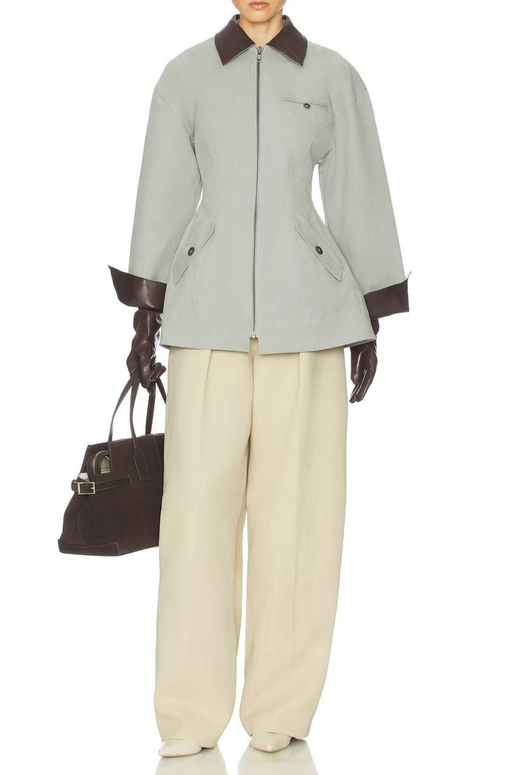 Light Grey Cropped Utility Jacket