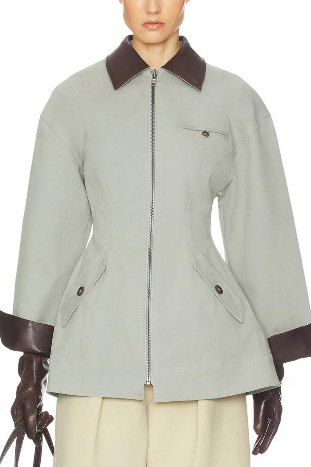 Light Grey Cropped Utility Jacket