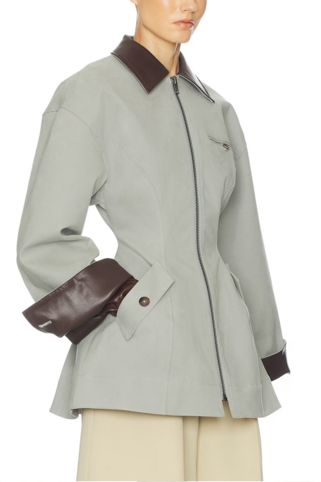 Light Grey Cropped Utility Jacket