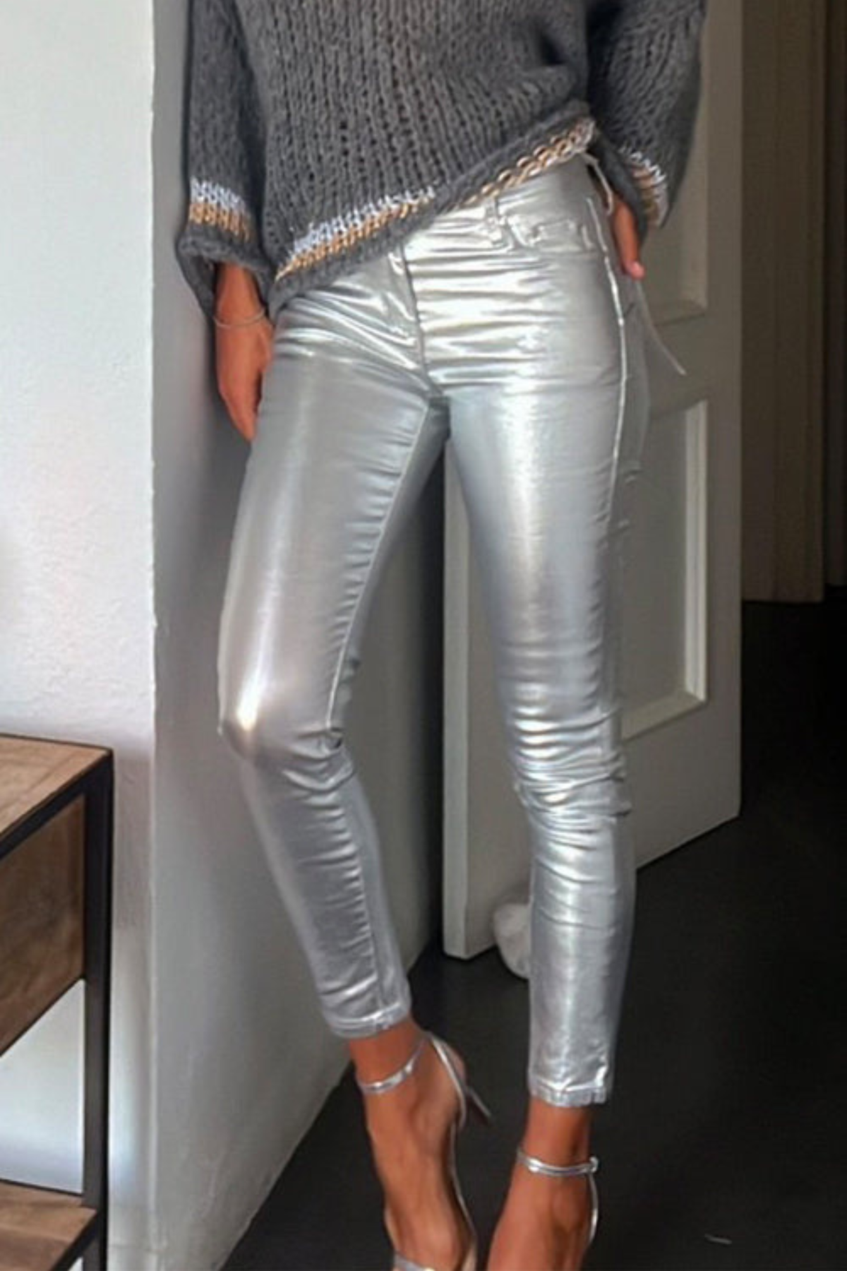 Faux Leather Pocket Leggings pants