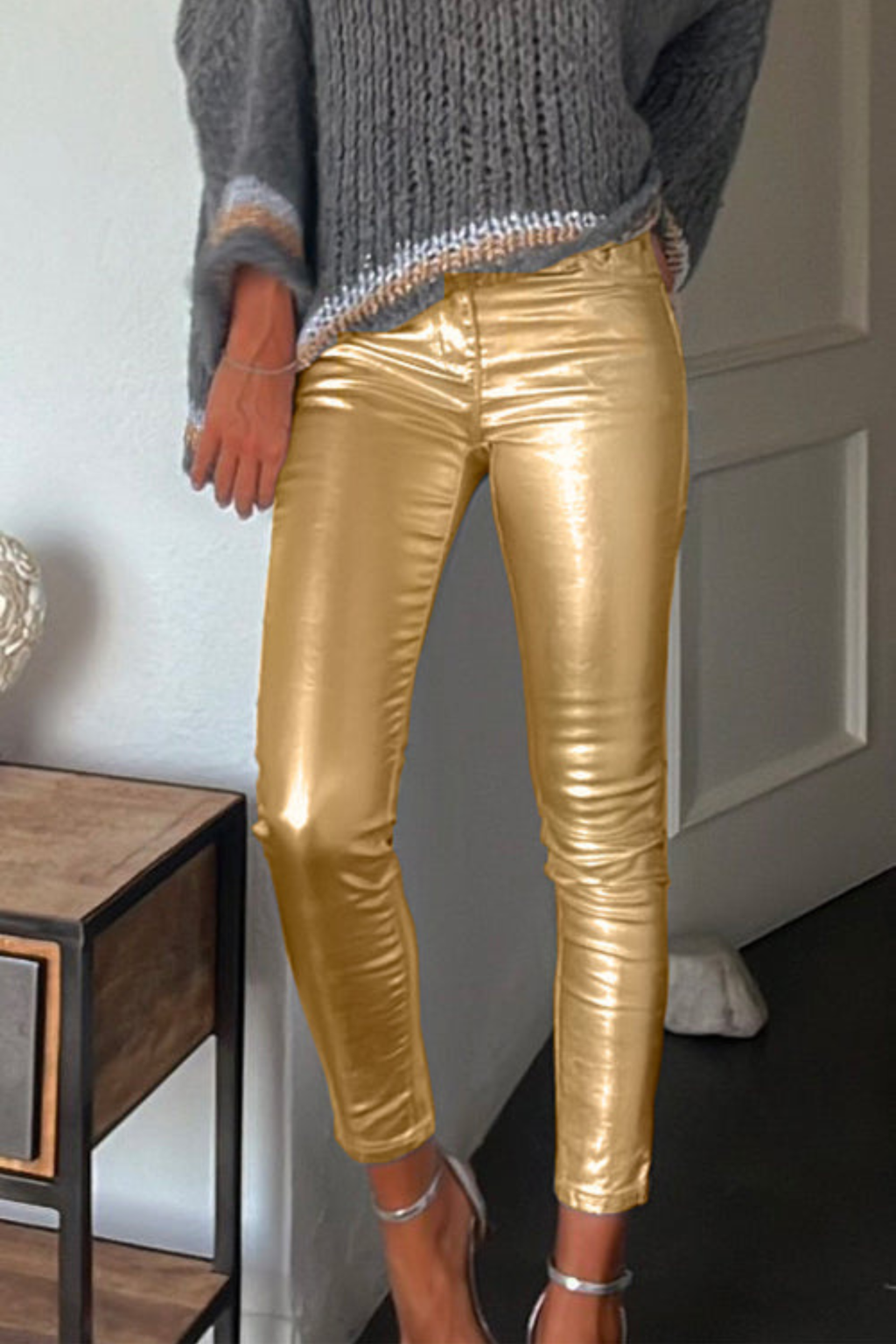 Faux Leather Pocket Leggings pants