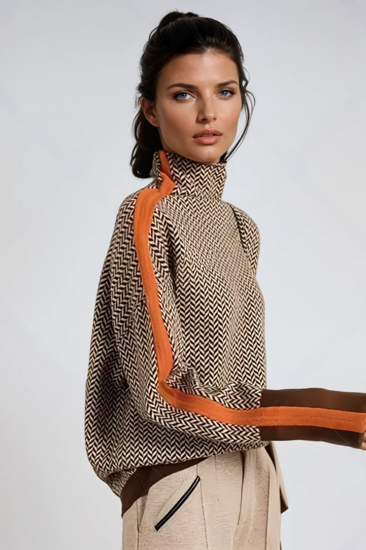 Mila High Neck Patterned Sweater