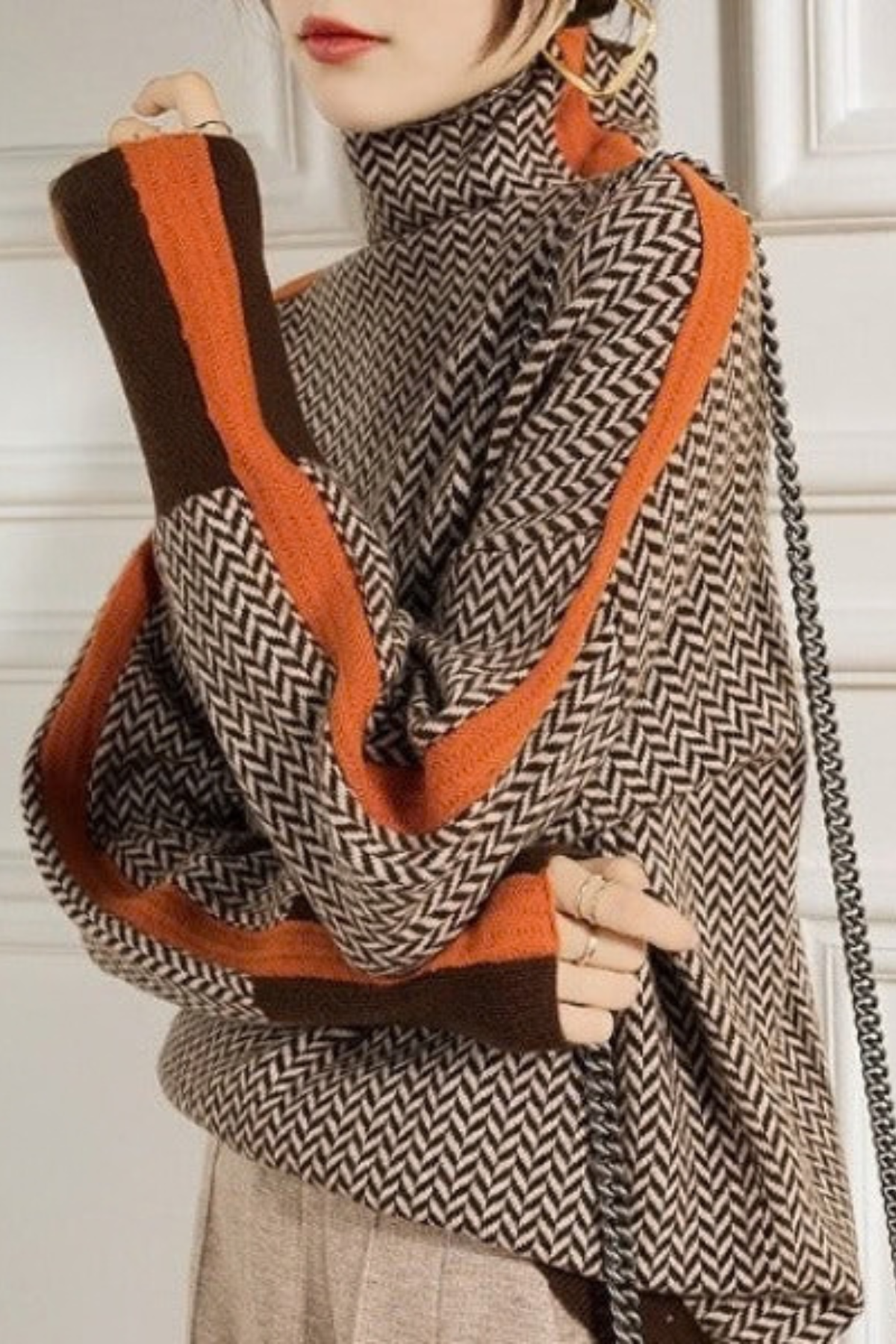 Mila High Neck Patterned Sweater