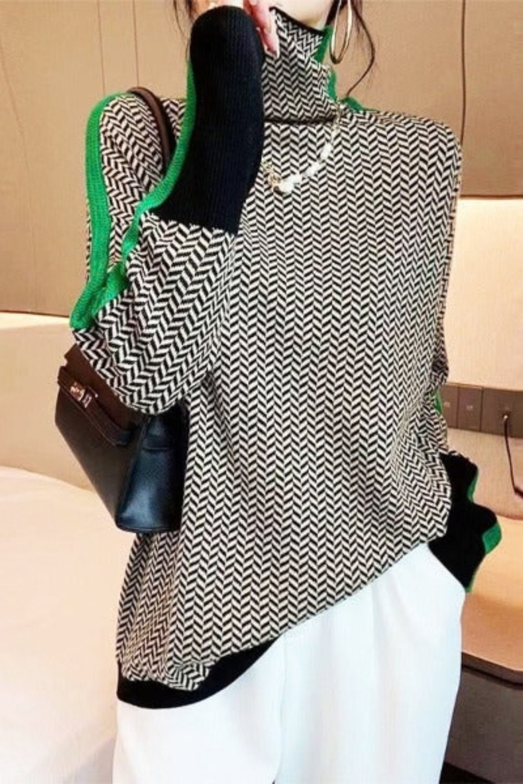 Mila High Neck Patterned Sweater