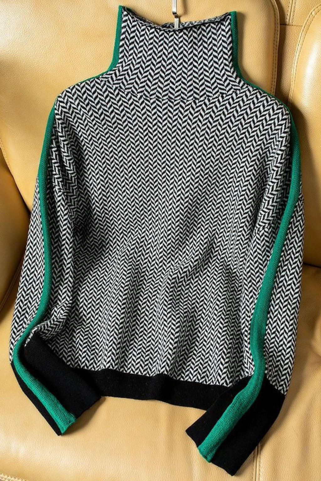 Mila High Neck Patterned Sweater