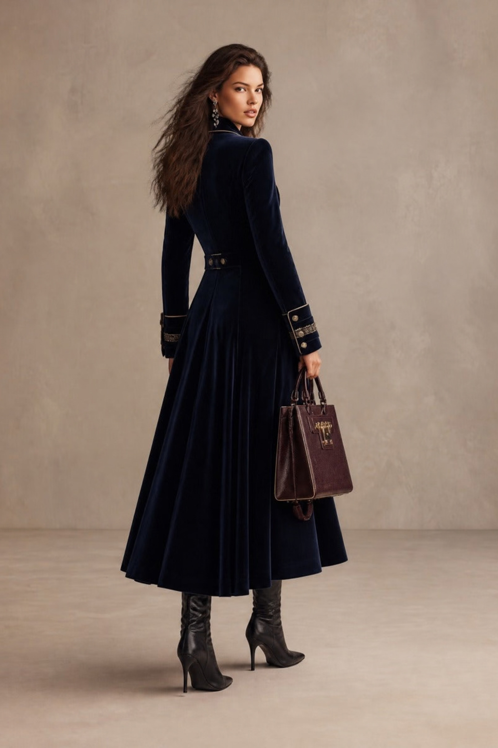 Navy Double Breasted Gold Piping Coat