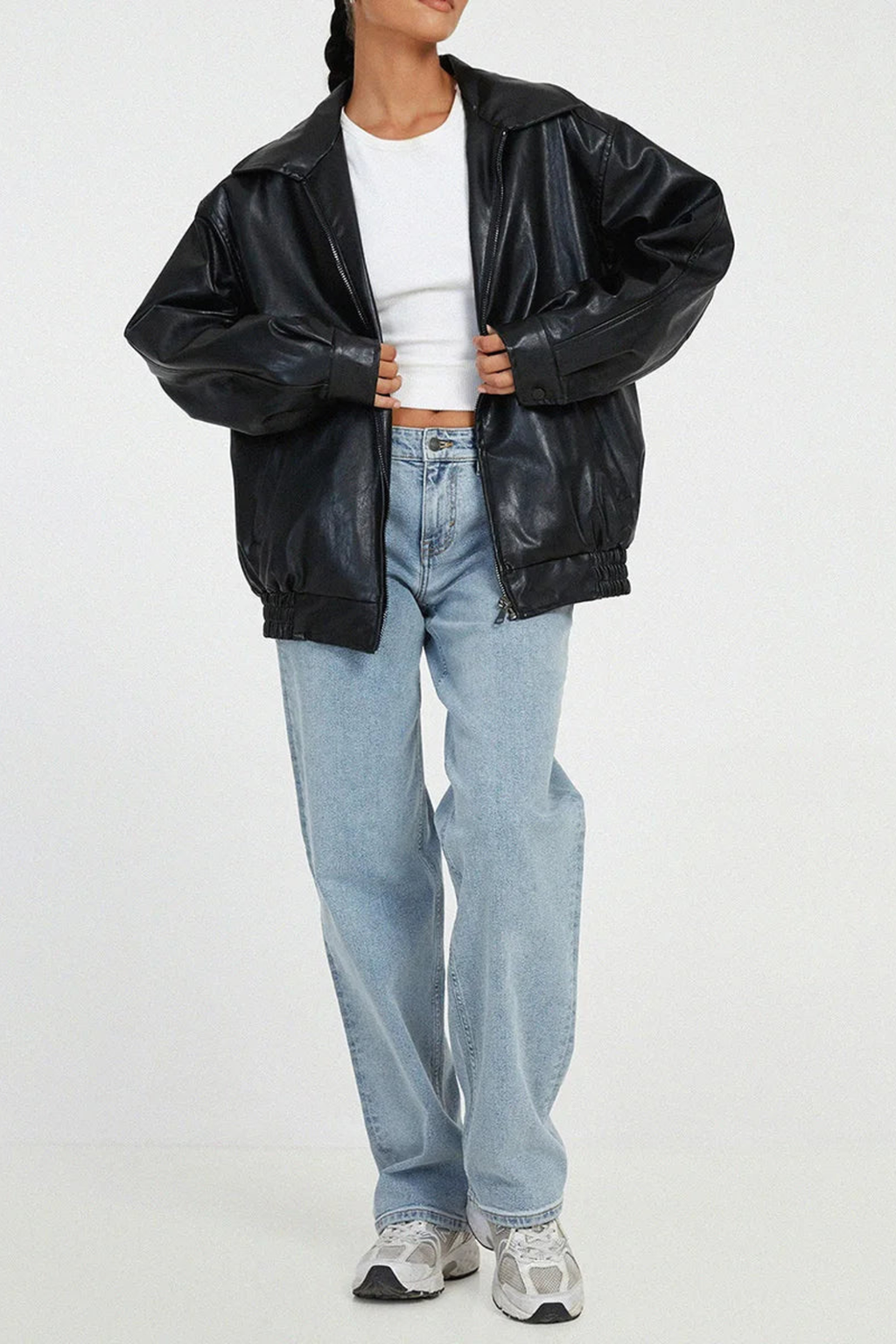 Oversized Zip Front Bomber Jacket