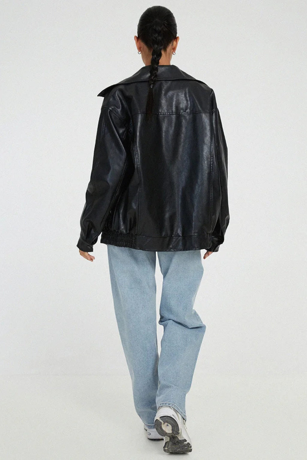 Oversized Zip Front Bomber Jacket