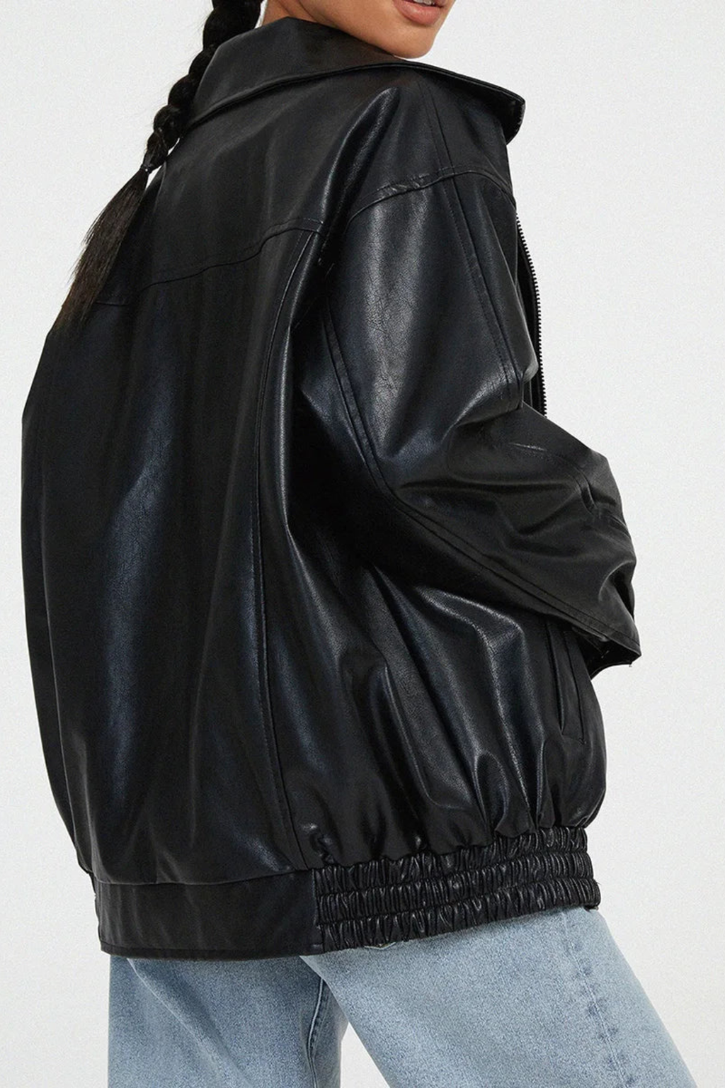 Oversized Zip Front Bomber Jacket