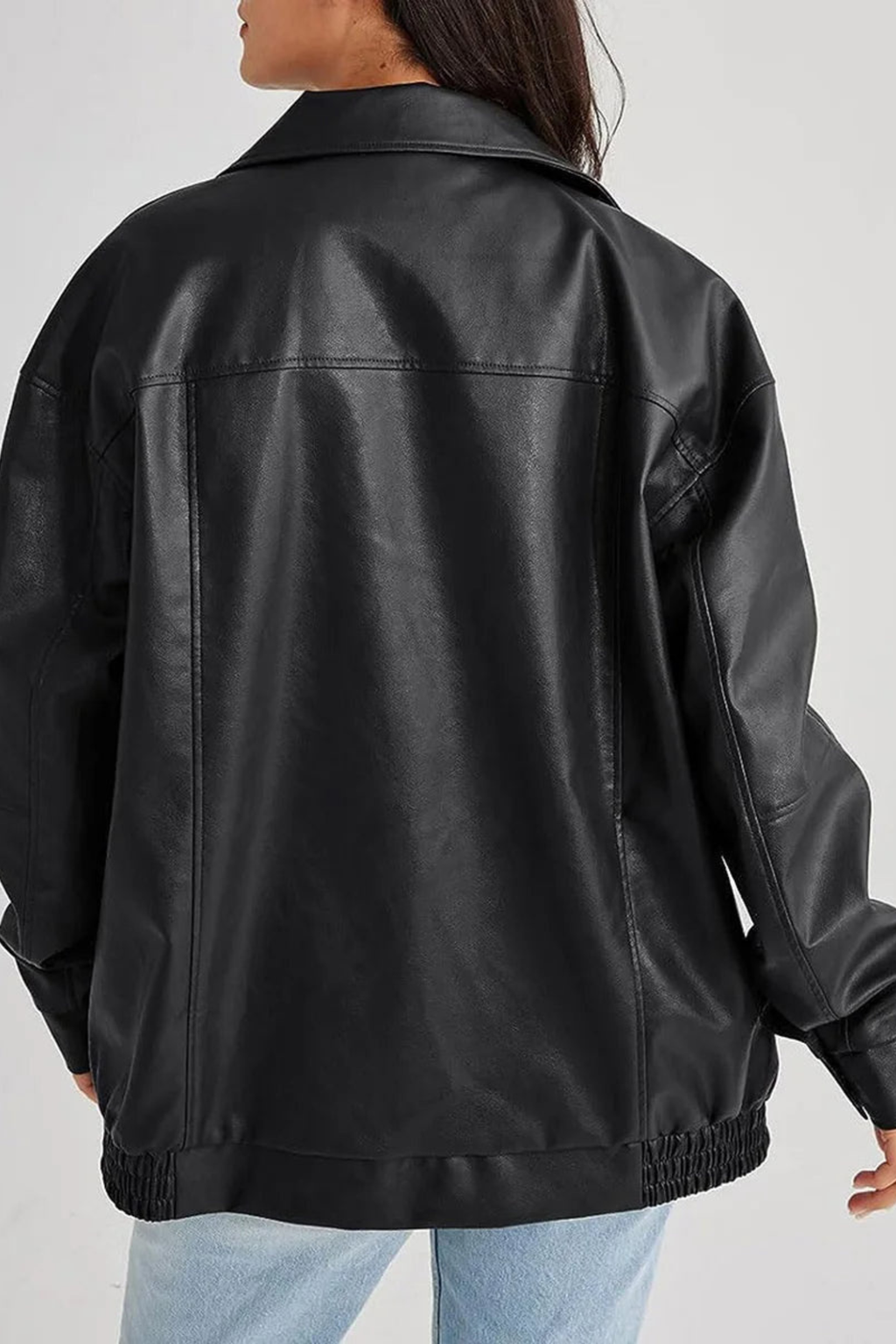 Oversized Zip Front Bomber Jacket