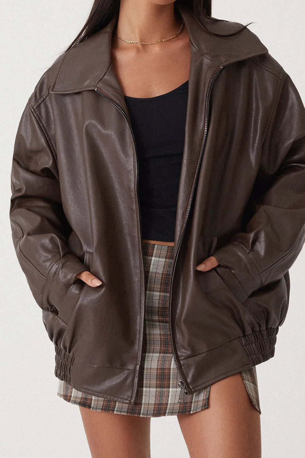 Oversized Zip Front Bomber Jacket