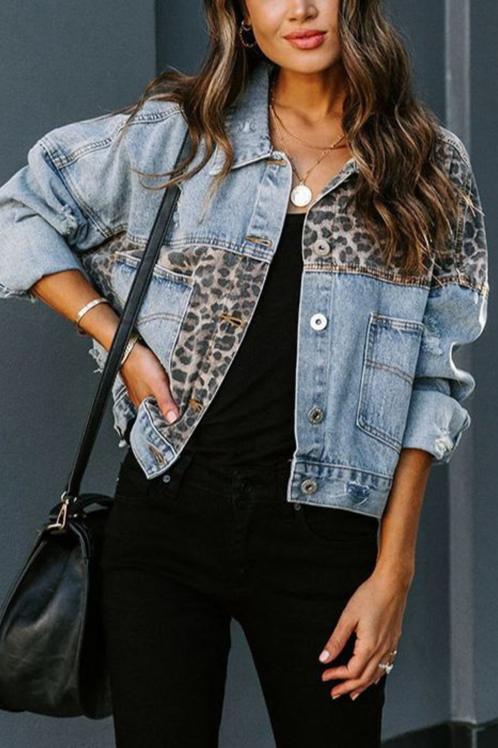 Patchwork Leopard Print Jacket