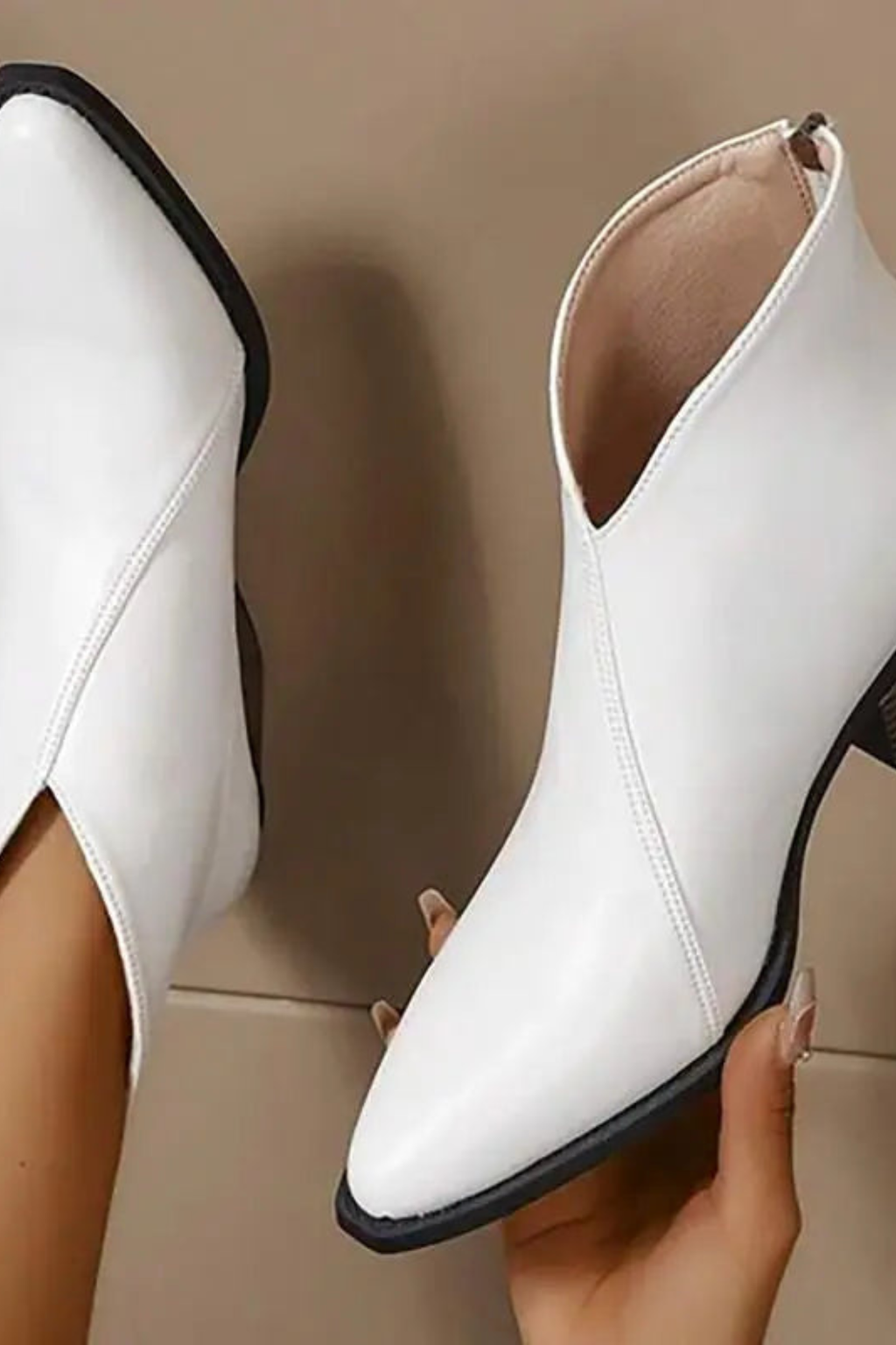 Pointed Toe Block Heel Ankle Boots