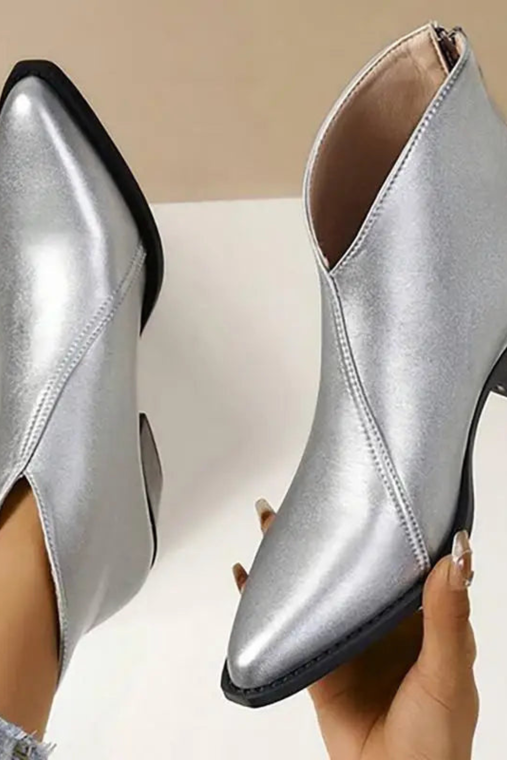 Pointed Toe Block Heel Ankle Boots