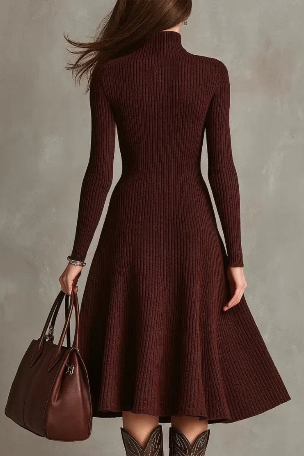 Quarter Zip Fit Flare Sweater Dress
