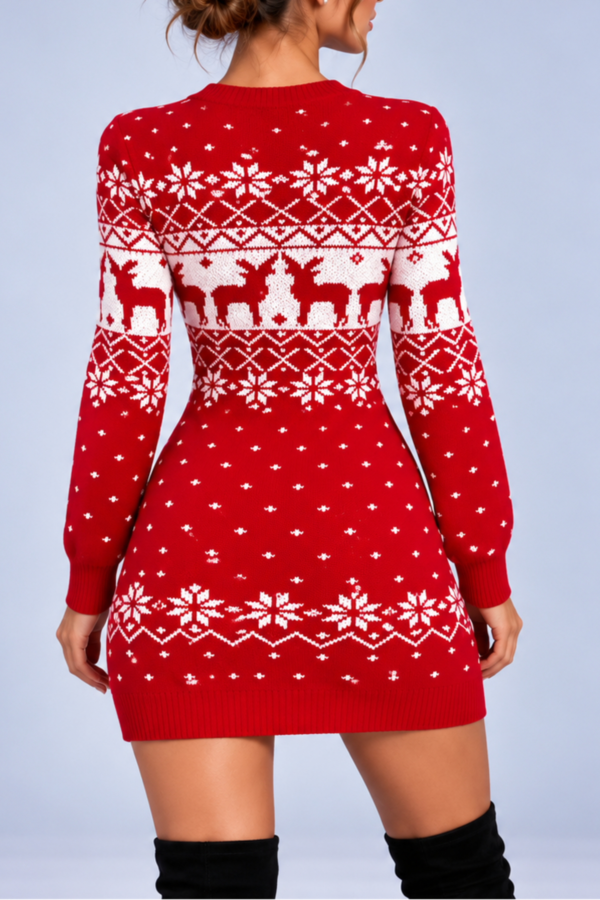 Reindeer Snowflake Pattern Sweater Dress