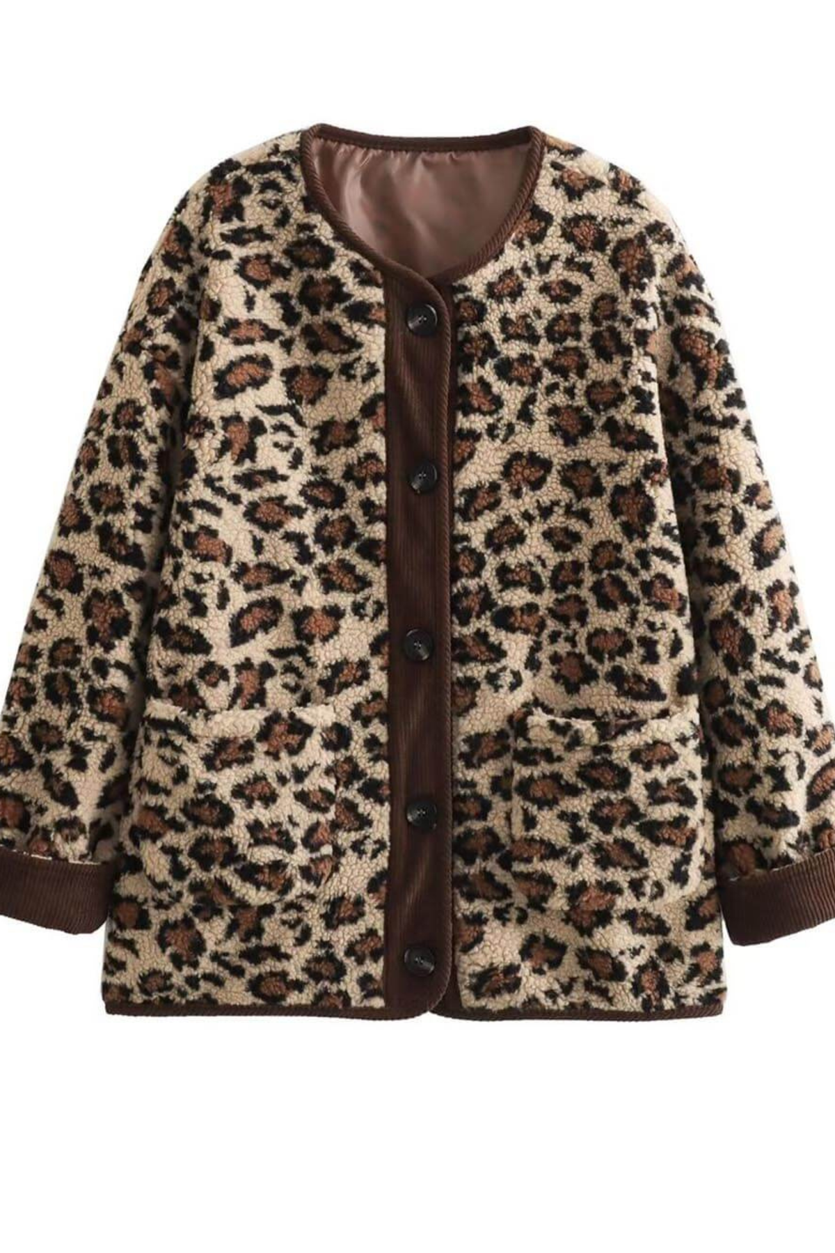 Relaxed Leopard Print Long Sleeve Jacket