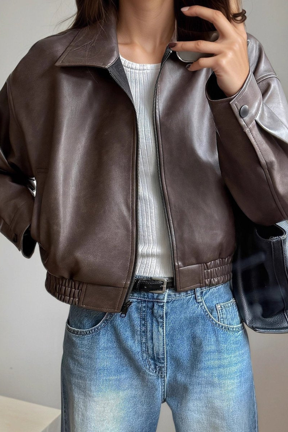 Relaxed Zip Front Bomber Jacket