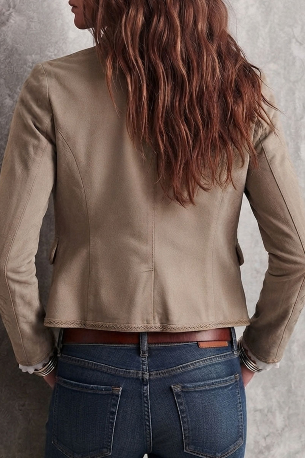 Retro Beige Floral Embroidered Jacket