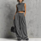 Women's Sienna Mock Neck Crop Top & Wide Leg Trouser Set