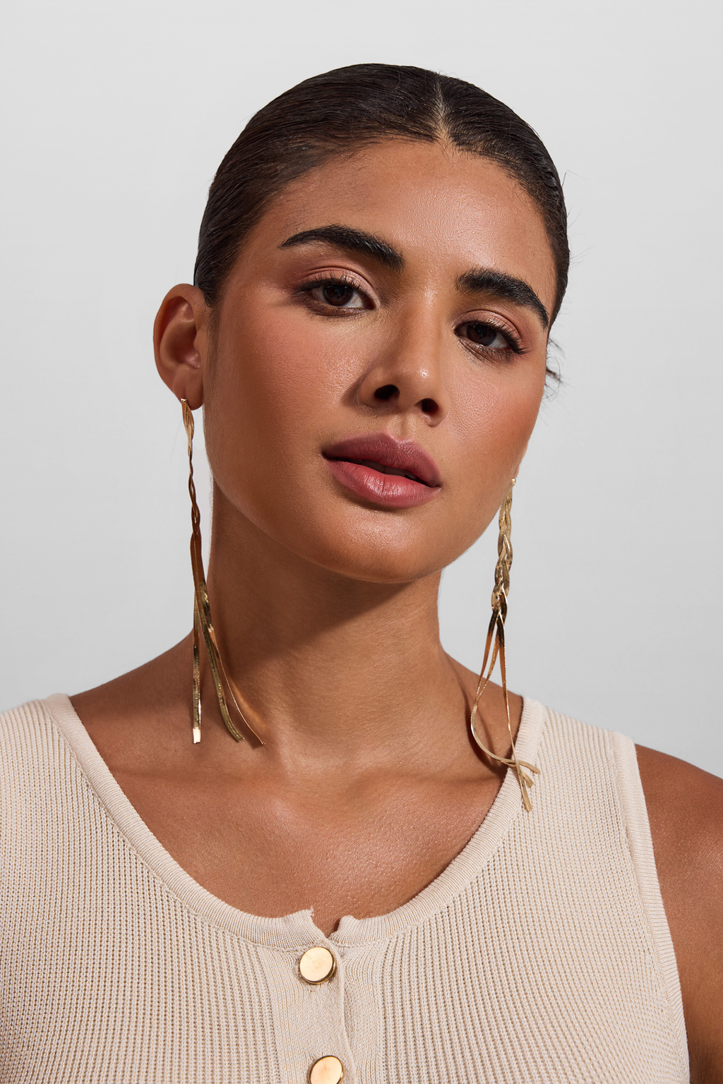 Sculpted Metal Tassel Earrings