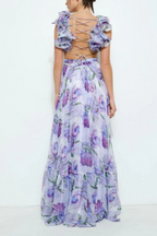 Backless Printed Maxi Dress