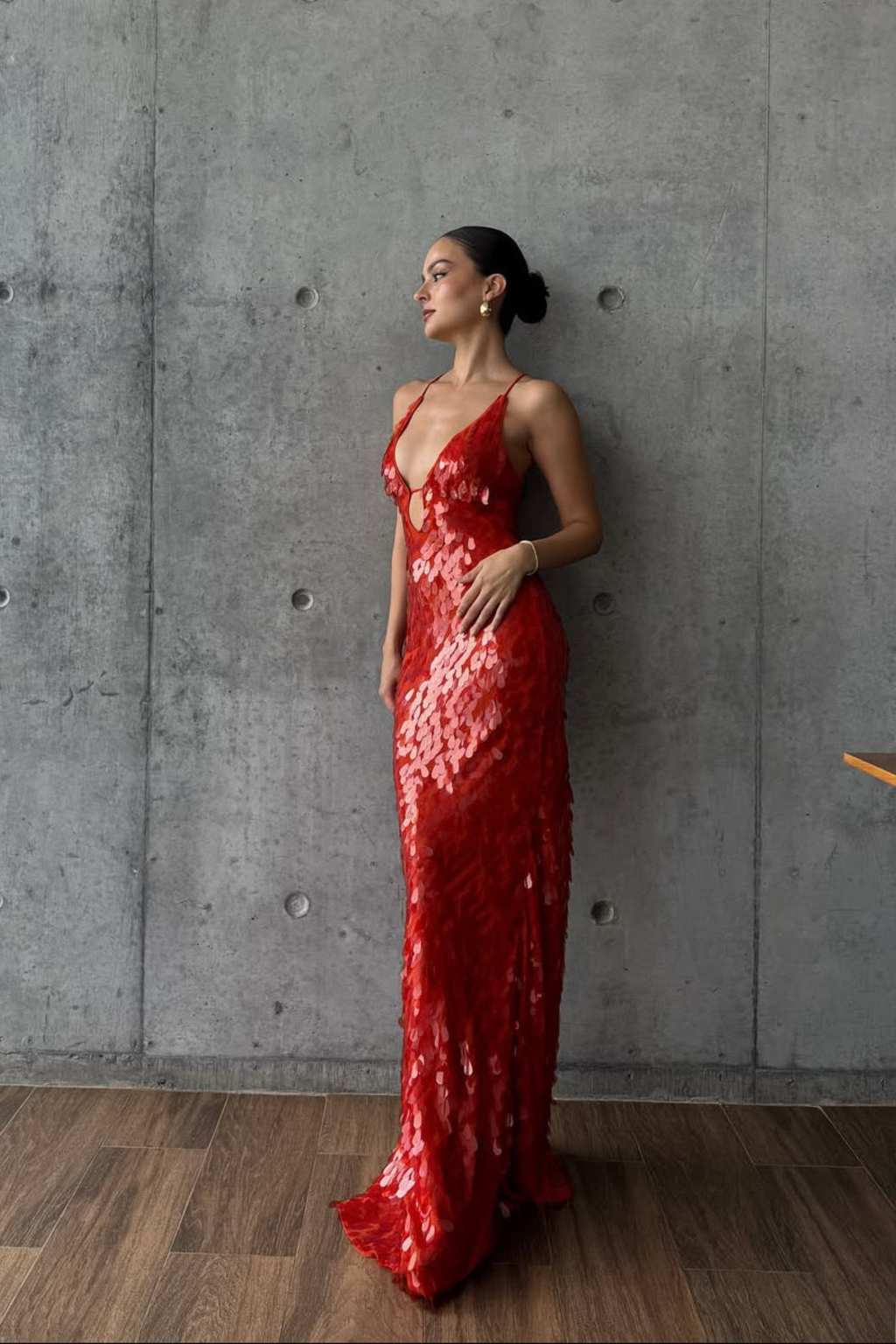 Sparkling Plunge Neck Mermaid Maxi Dress