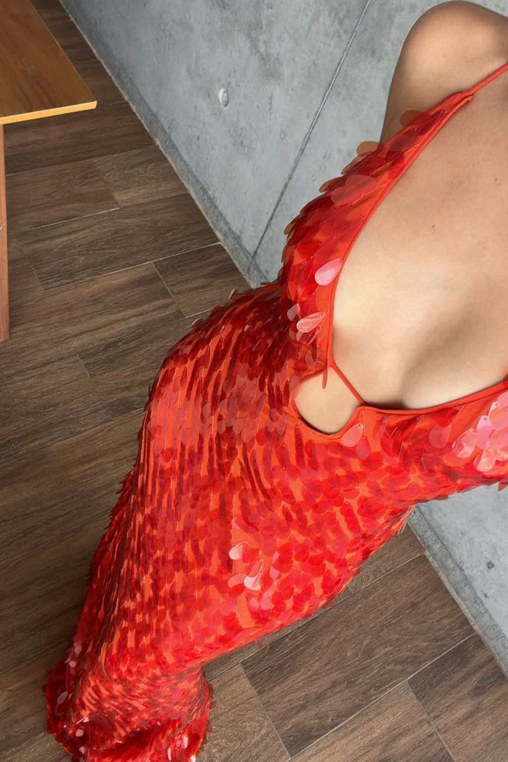 Sparkling Plunge Neck Mermaid Maxi Dress