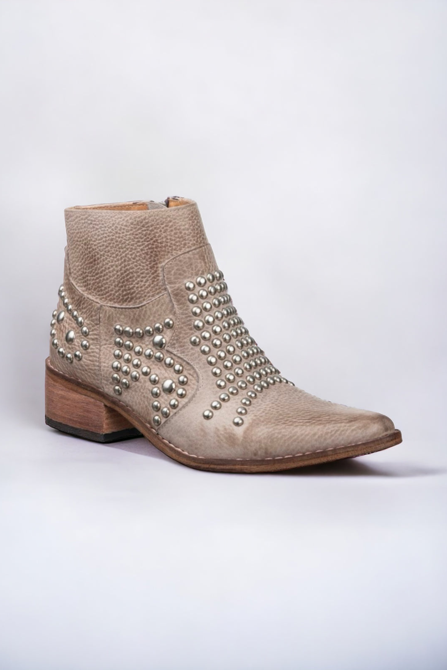 Studded Suede Block Heel Ankle Boots