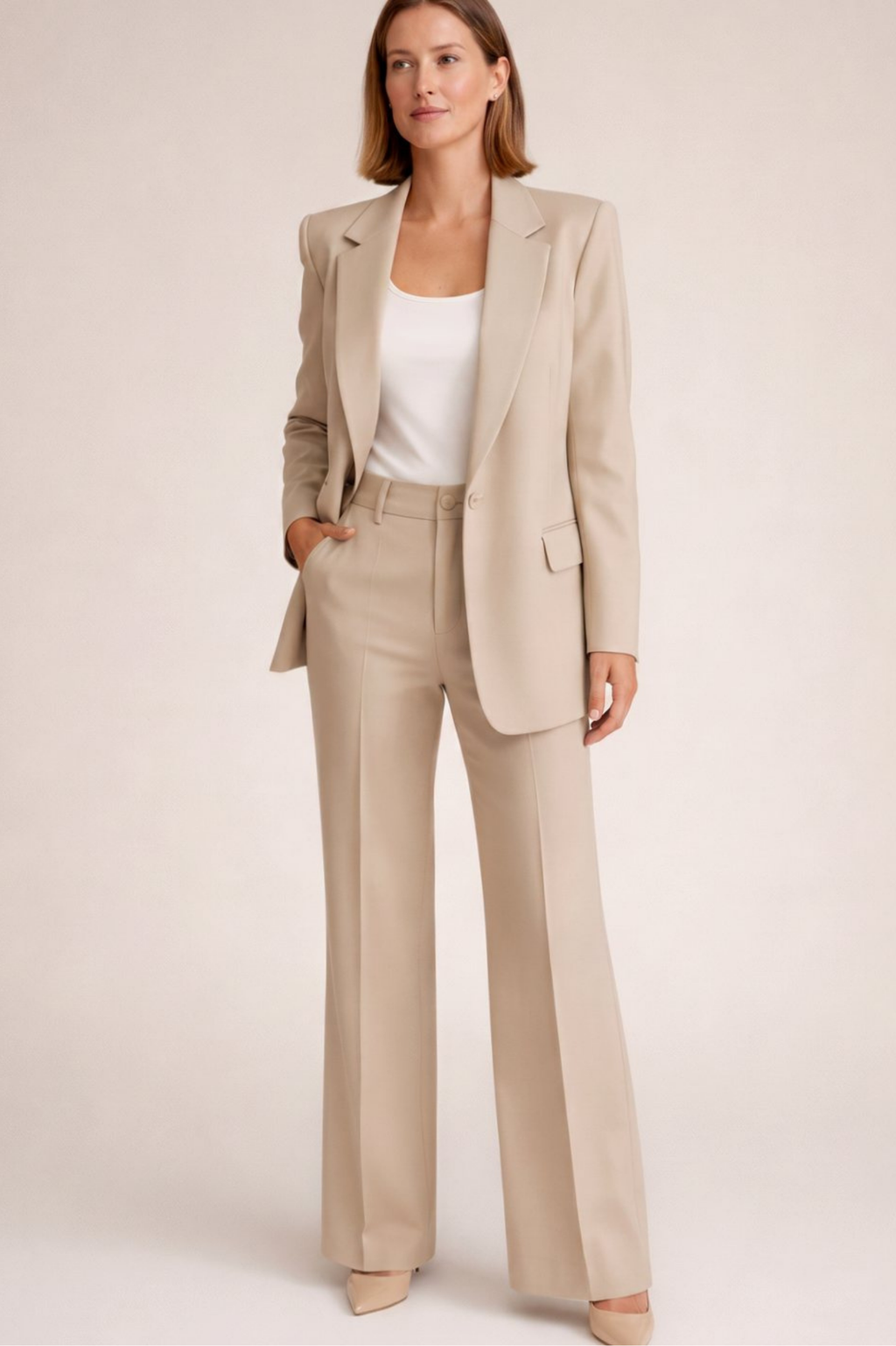 Tailored Blazer Flare Pants Suit Set