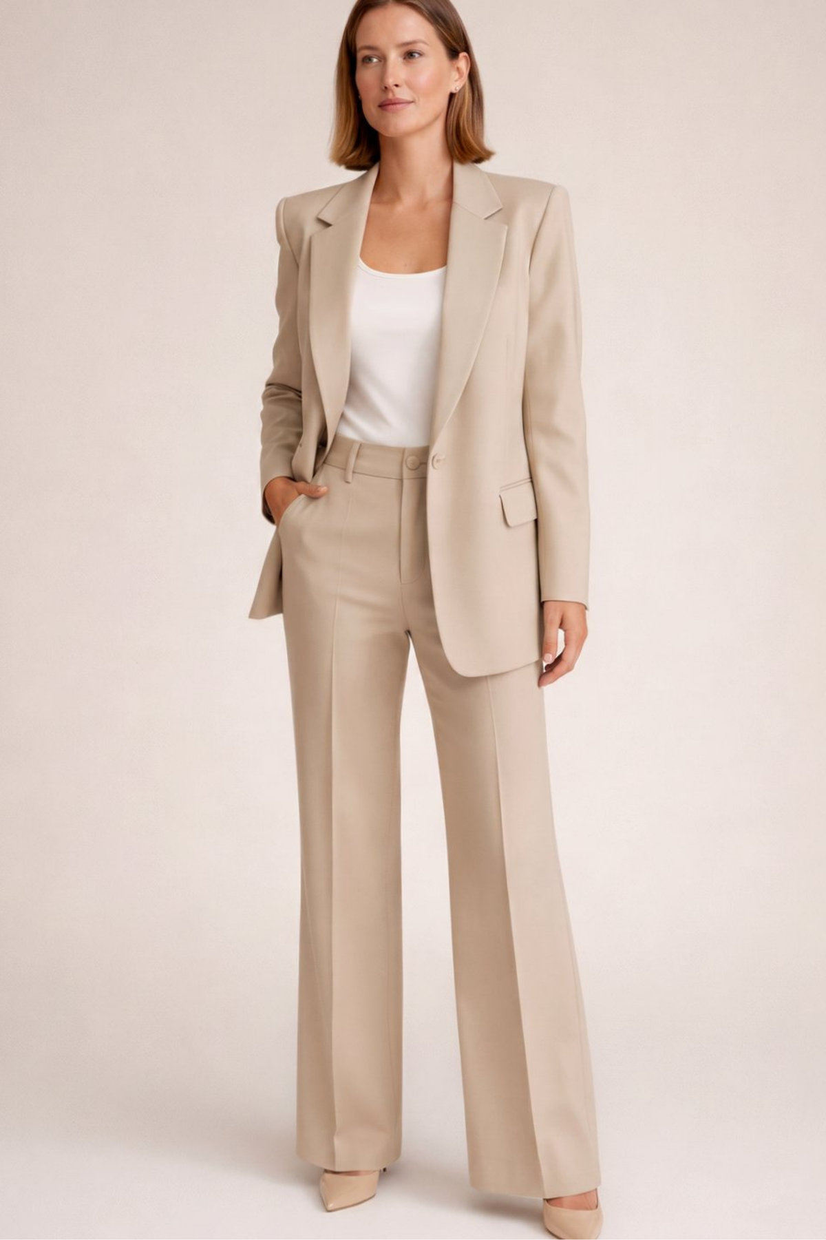 Tailored Blazer Flare Pants Suit Set