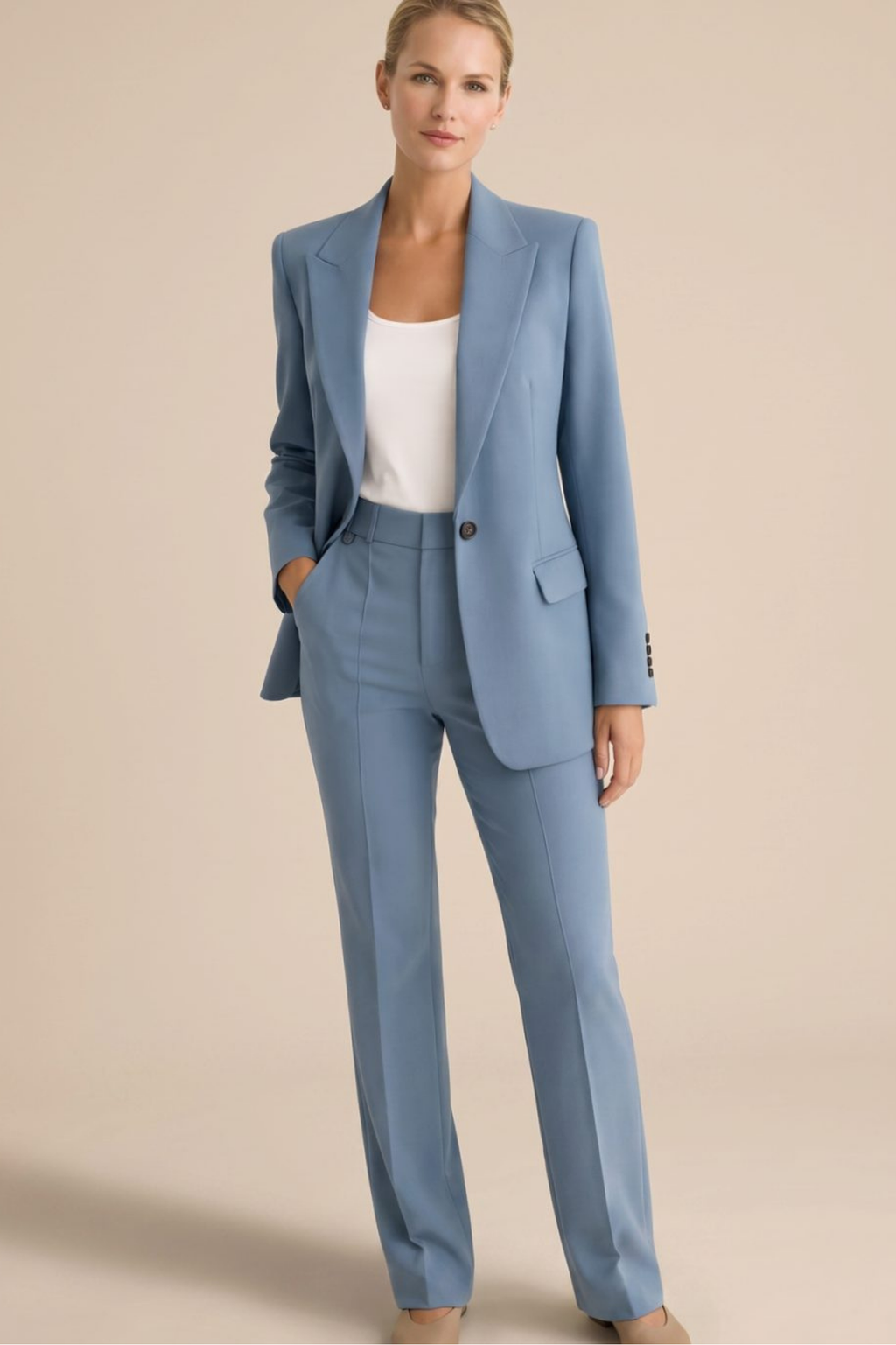 Tailored Blazer Flare Pants Suit Set
