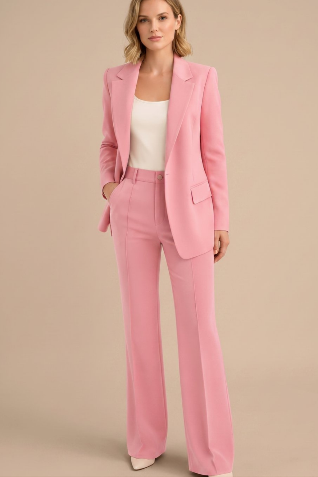 Tailored Blazer Flare Pants Suit Set