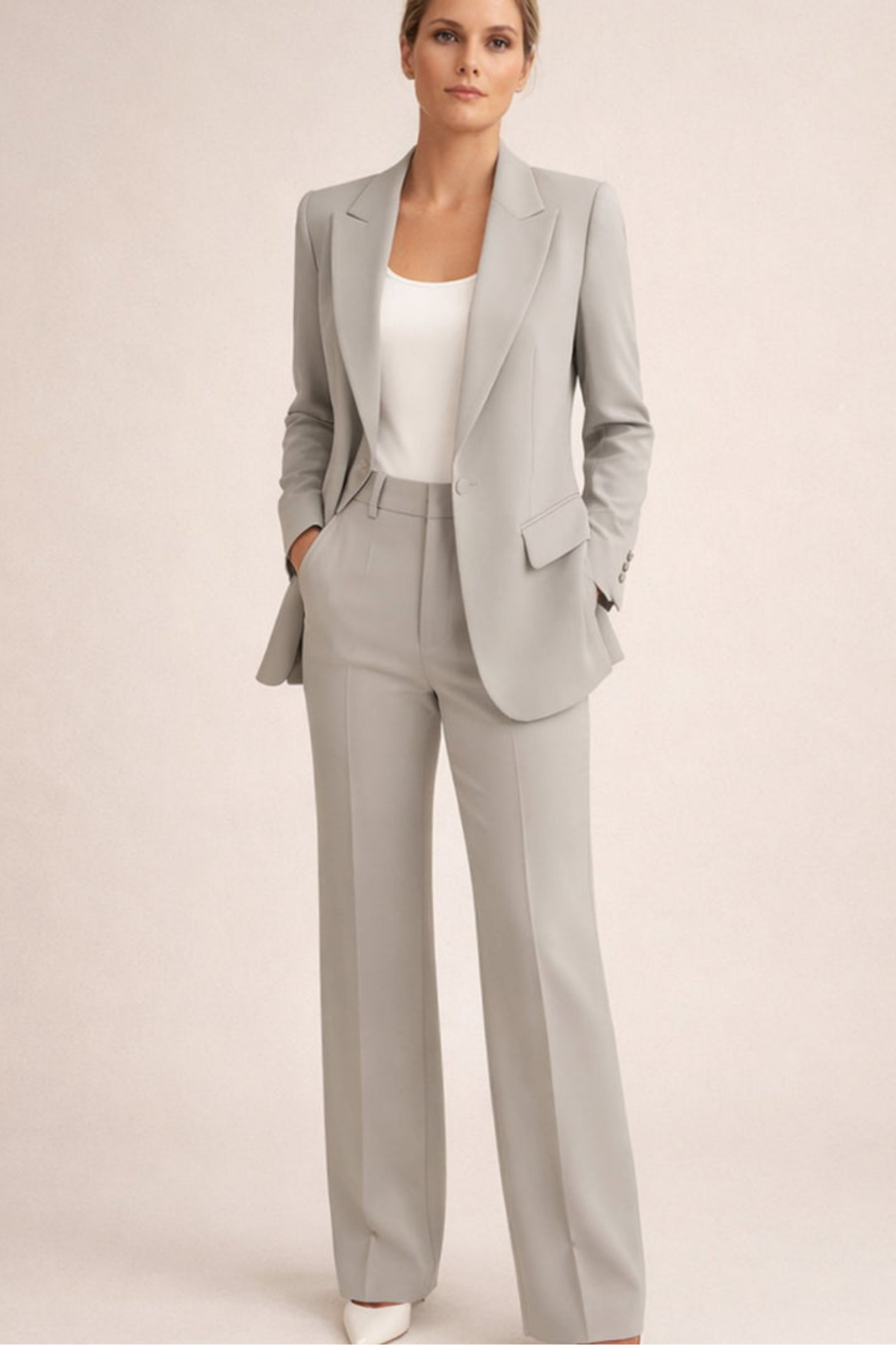 Tailored Blazer Flare Pants Suit Set