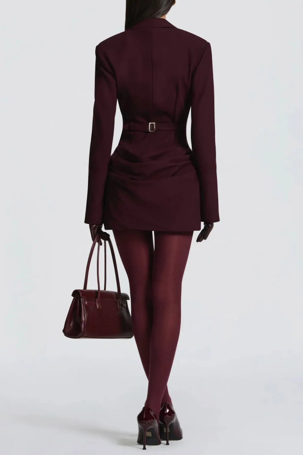 Tailored Deep V Hook Eye Mini Dress
