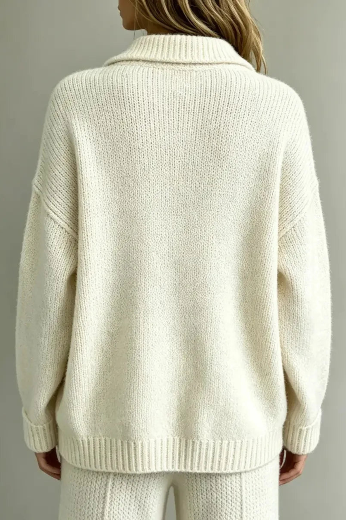 Textured Button Neck Polo Sweater