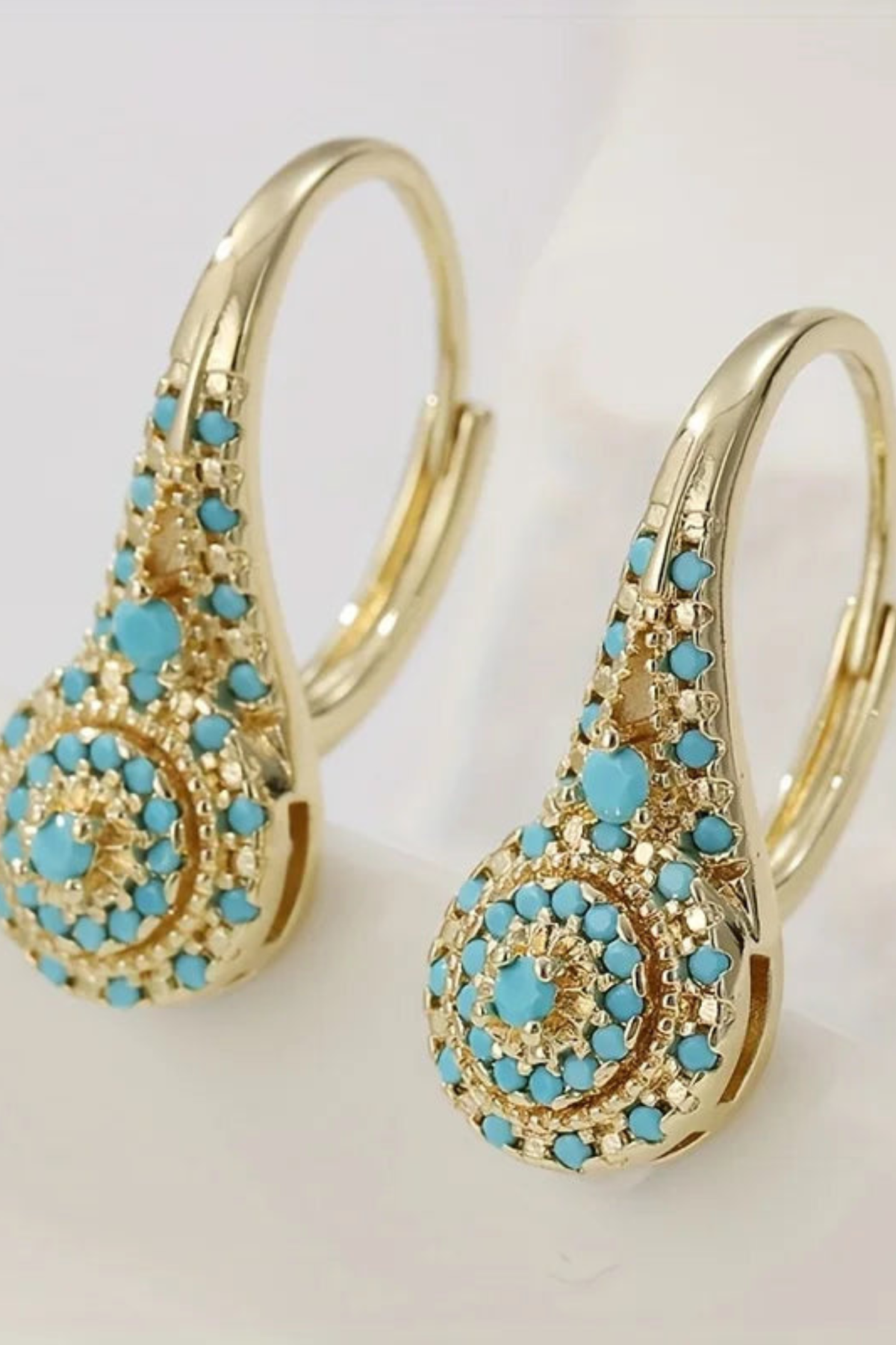 Turquoise Mosaic Teardrop Earrings