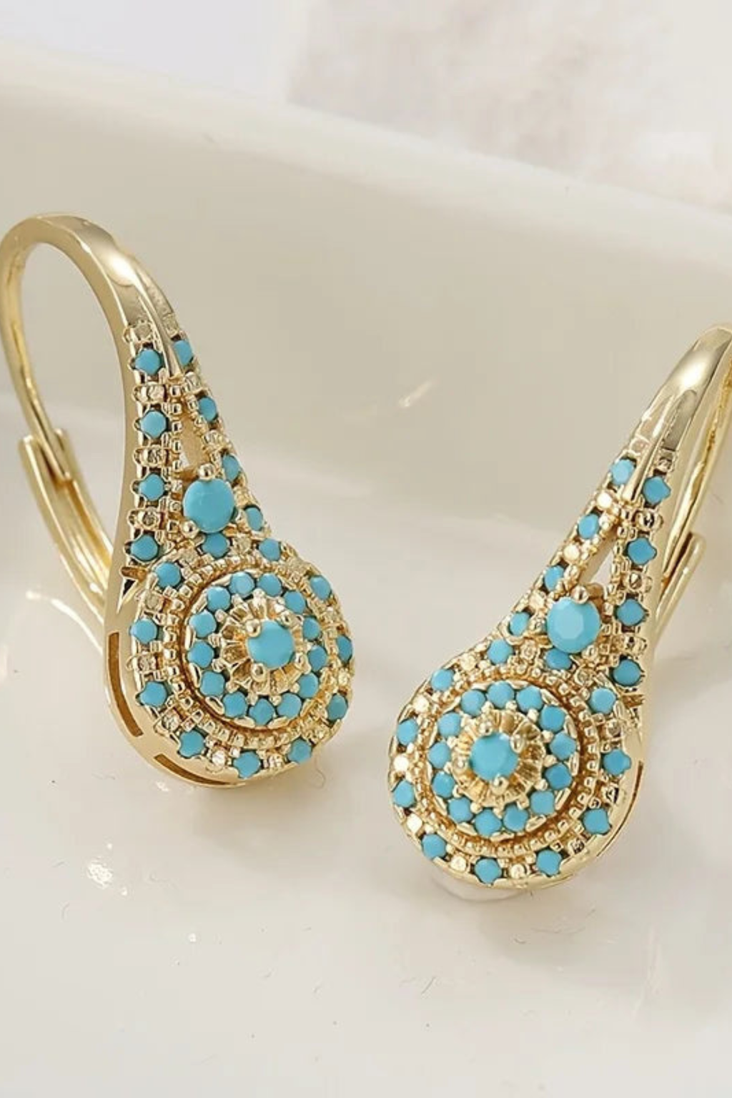 Turquoise Mosaic Teardrop Earrings